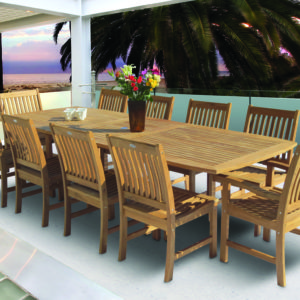 Royal Teak set with FER10 Rectangular Extension Table with Compass Chairs