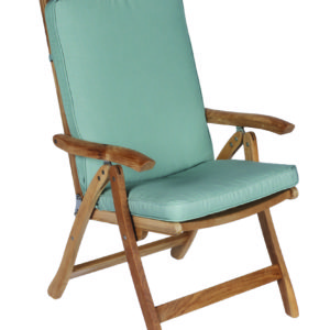 Royal Teak Estate teak reclining folding chair ESFC with Canvas spa colored cushion