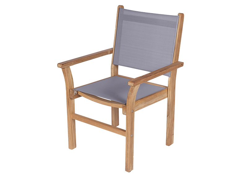 gray colored captiva sling stacking chair.